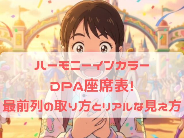ハーモニーインカラーDPAの座席表と最前列の取り方を知って驚く女性のイラスト