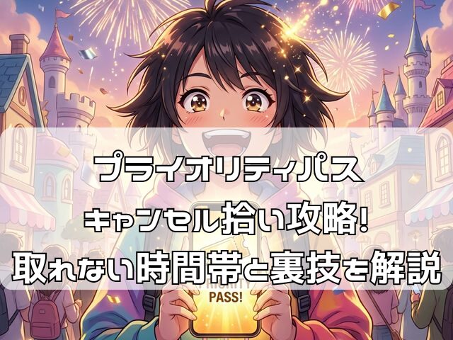 ディズニープライオリティパスのキャンセル拾いに成功してスマホを掲げて喜ぶ様子